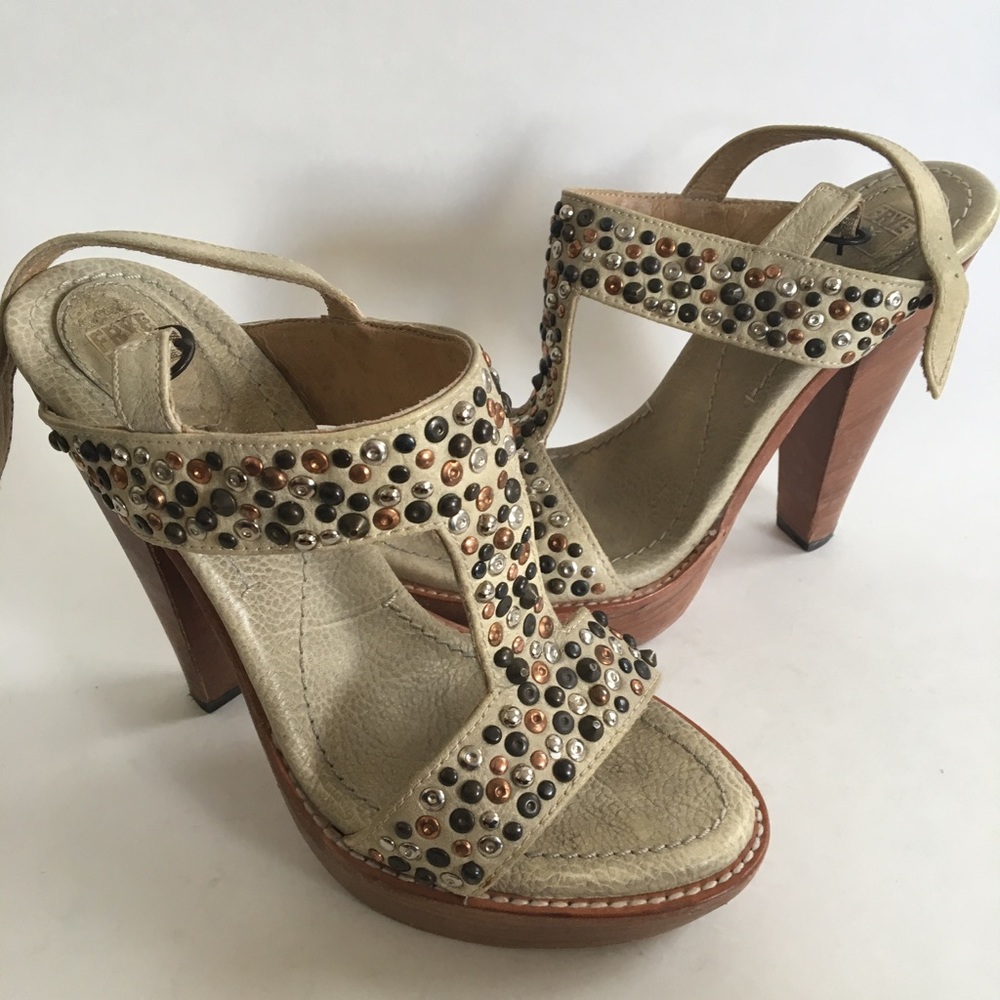 Frye "Joy" Studded Heels (UNIQUE AZTEC LOOK)